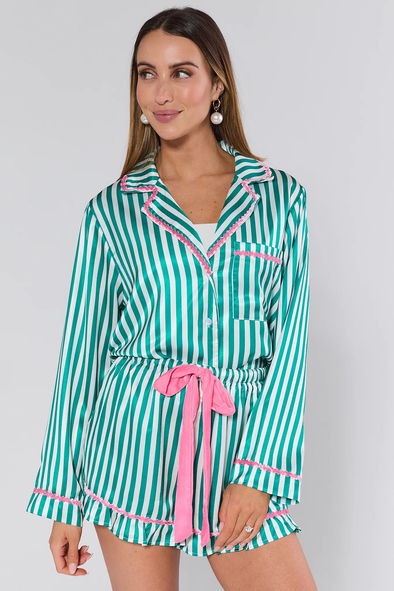 Merry & Bright Green PJ Short Set