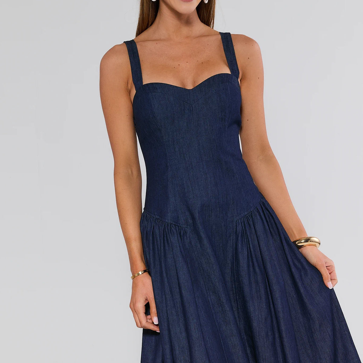 princess polly baby blue dress Suzanne Denim Drop Waist Maxi Dress
