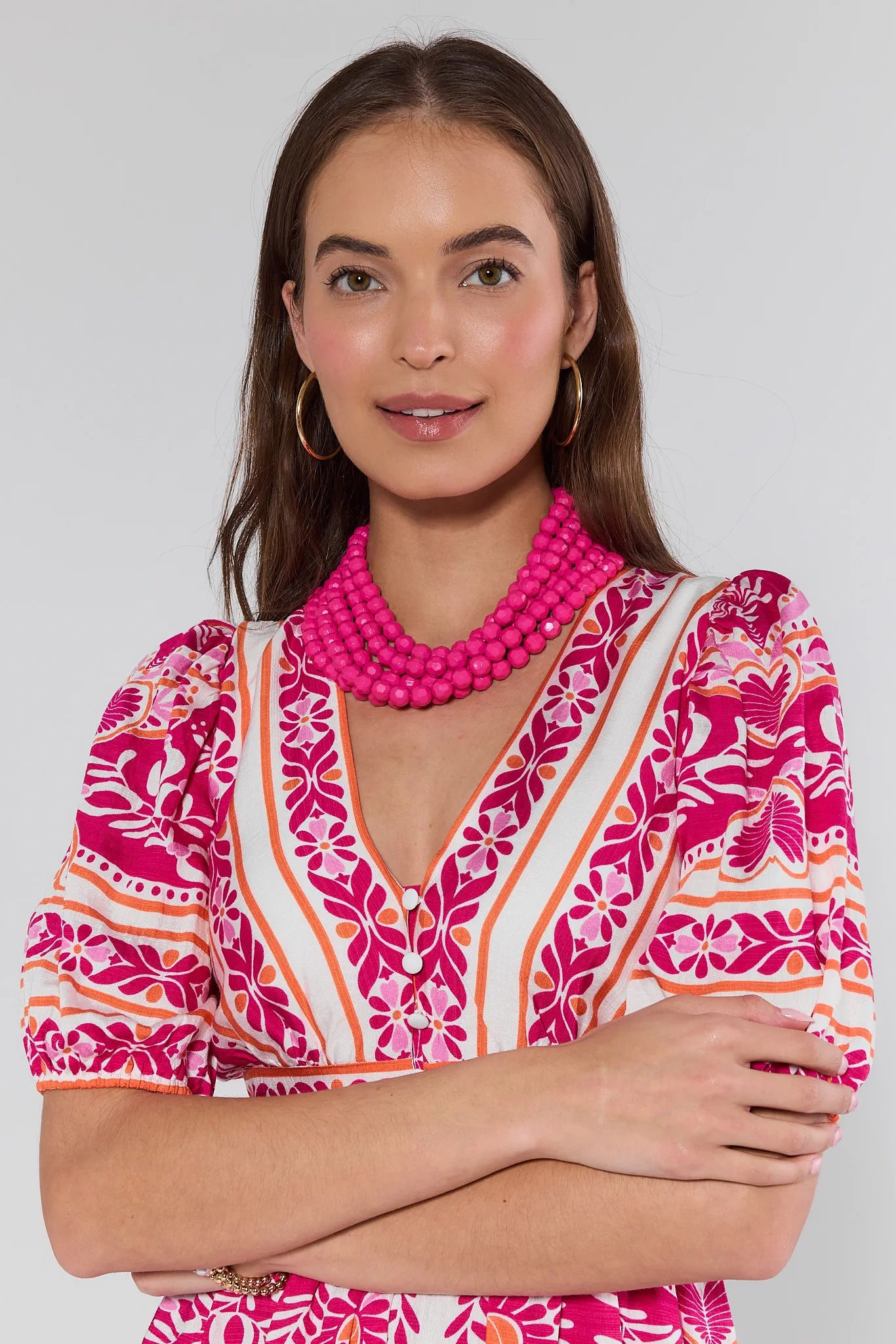 Savannah Pink Beaded Necklace