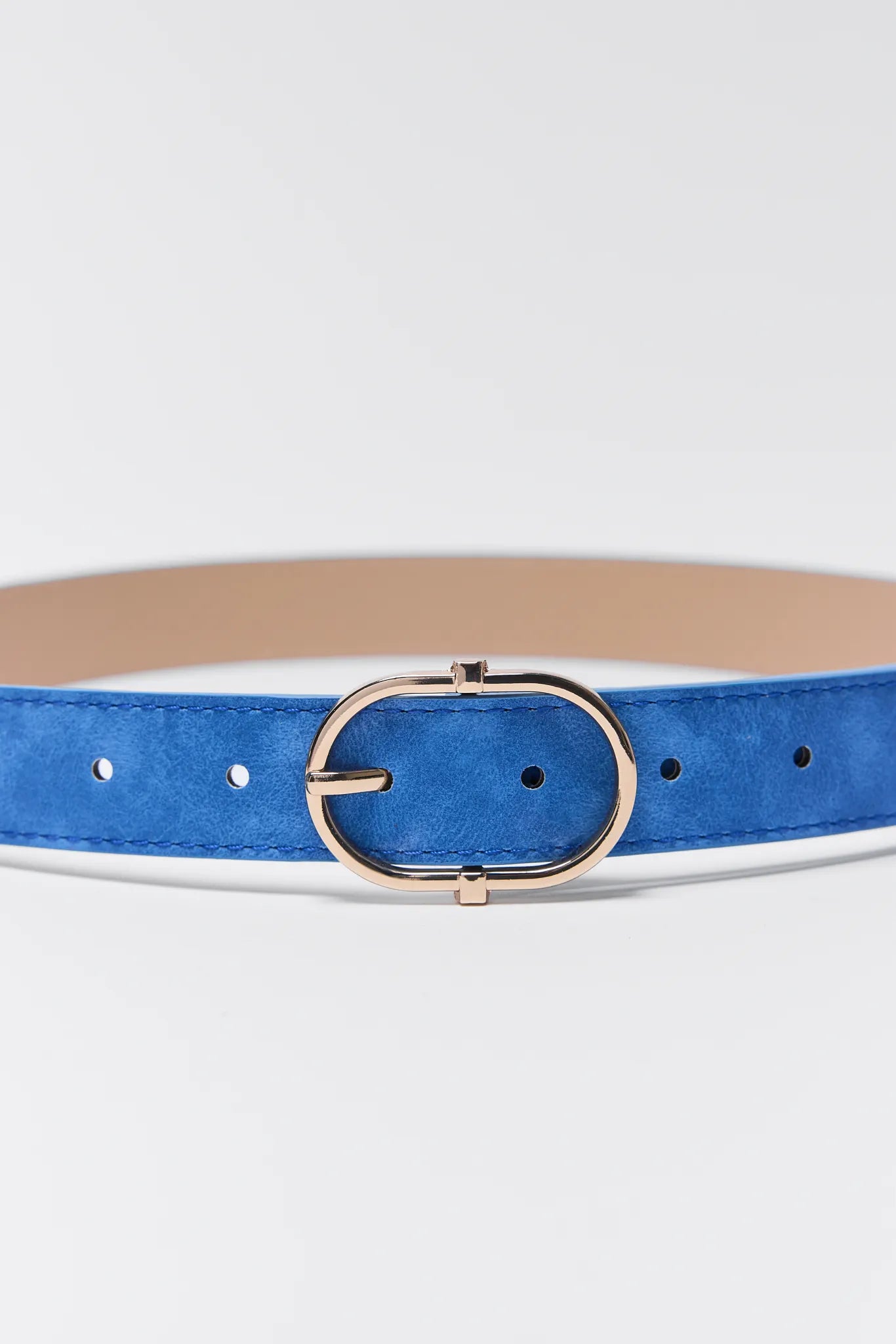 Trisha Blue Faux Suede Belt on a white background