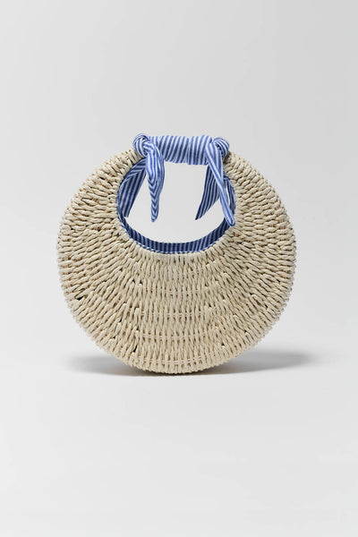 Dorothy Blue Striped Trim Woven Bag | Avara