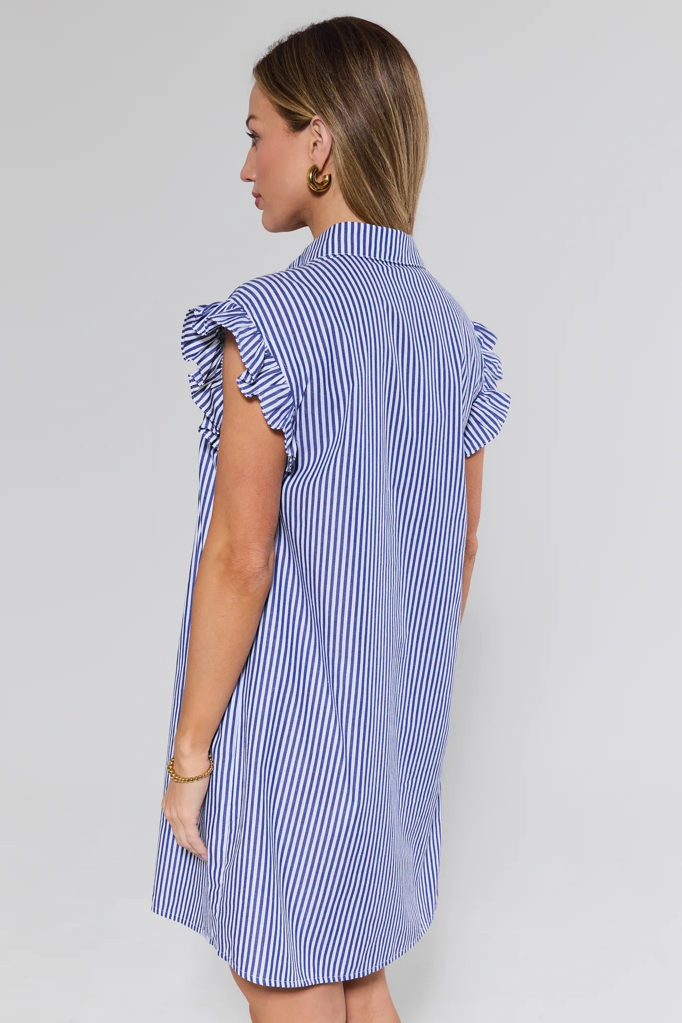 Neacie Navy Striped Short Dress | Women's Clothing