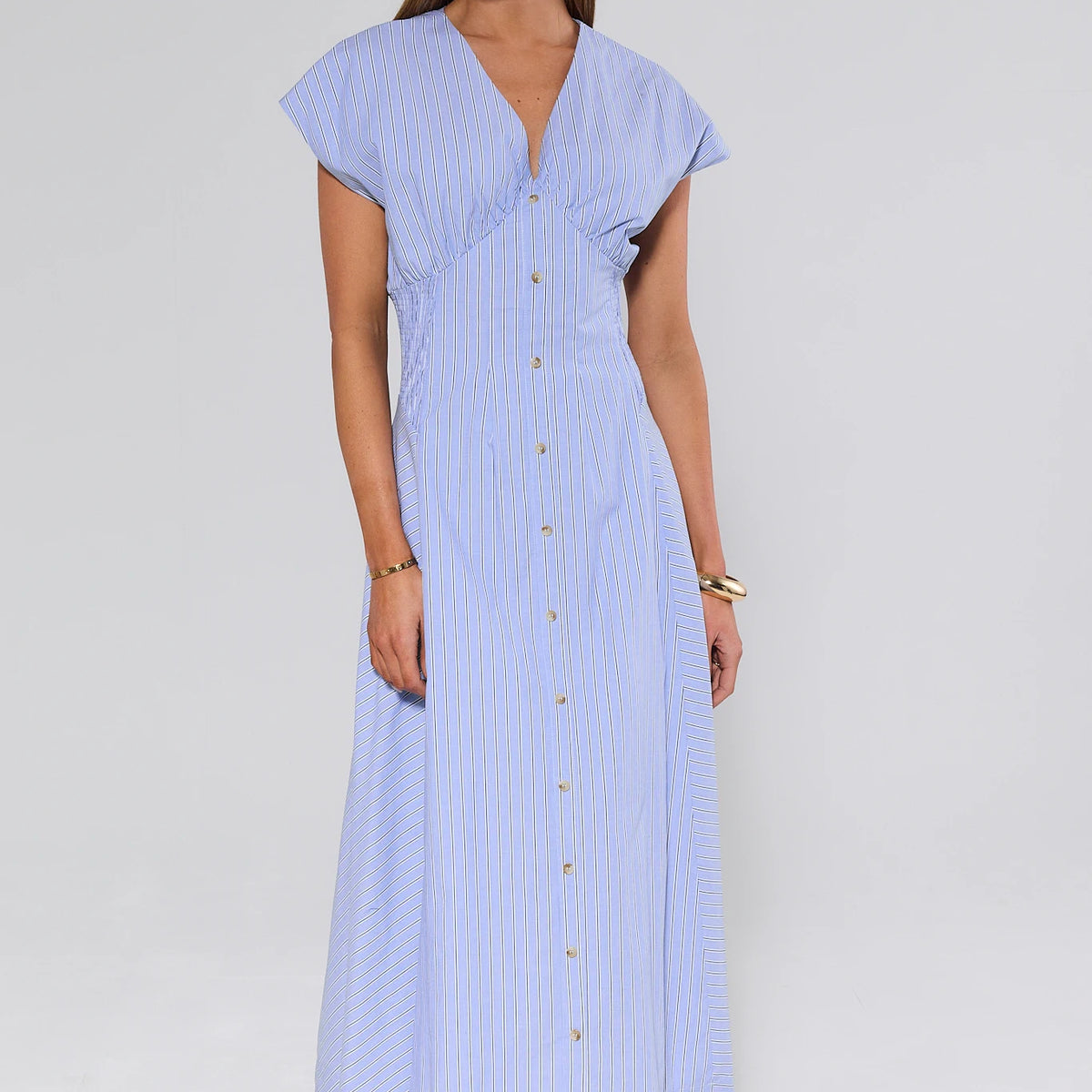 Sutton Blue Striped Midi Dress | Women's Clothing | Avara Sutton Blue Striped Midi Dress | Women's Clothing | Avara