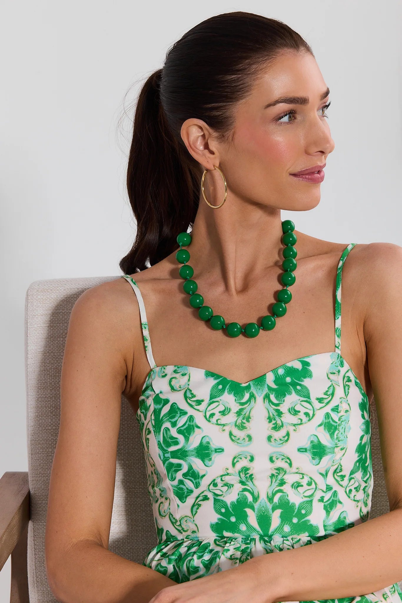Daphne Green Beaded Necklace