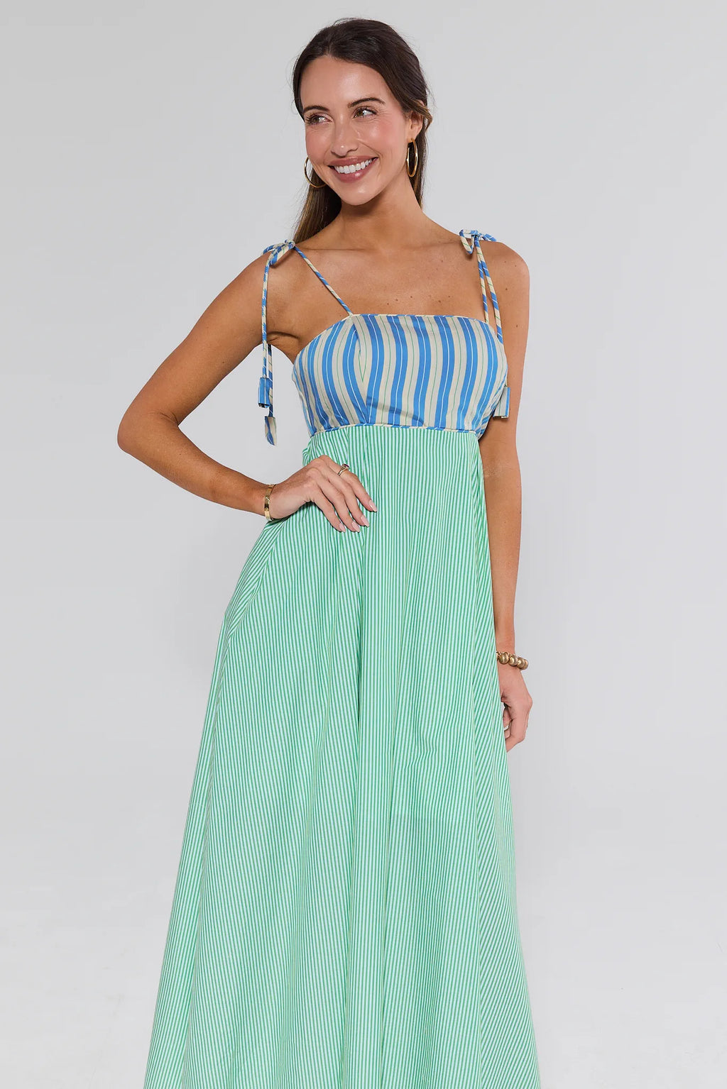 slim fit dress slacks Ashton Multi Striped Maxi Dress