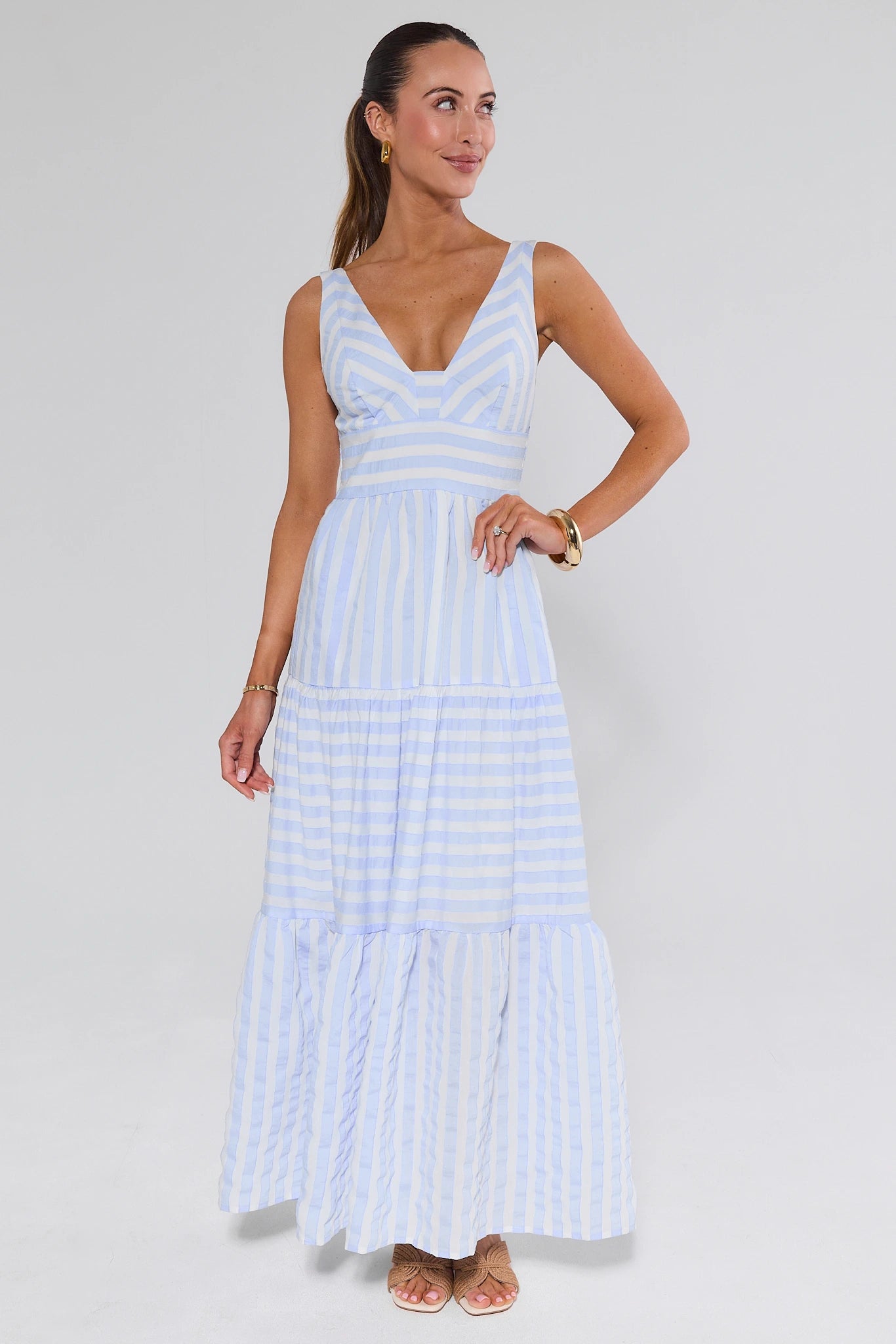 Jolee Blue Striped Maxi Dress Jolee Blue Striped Maxi Dress