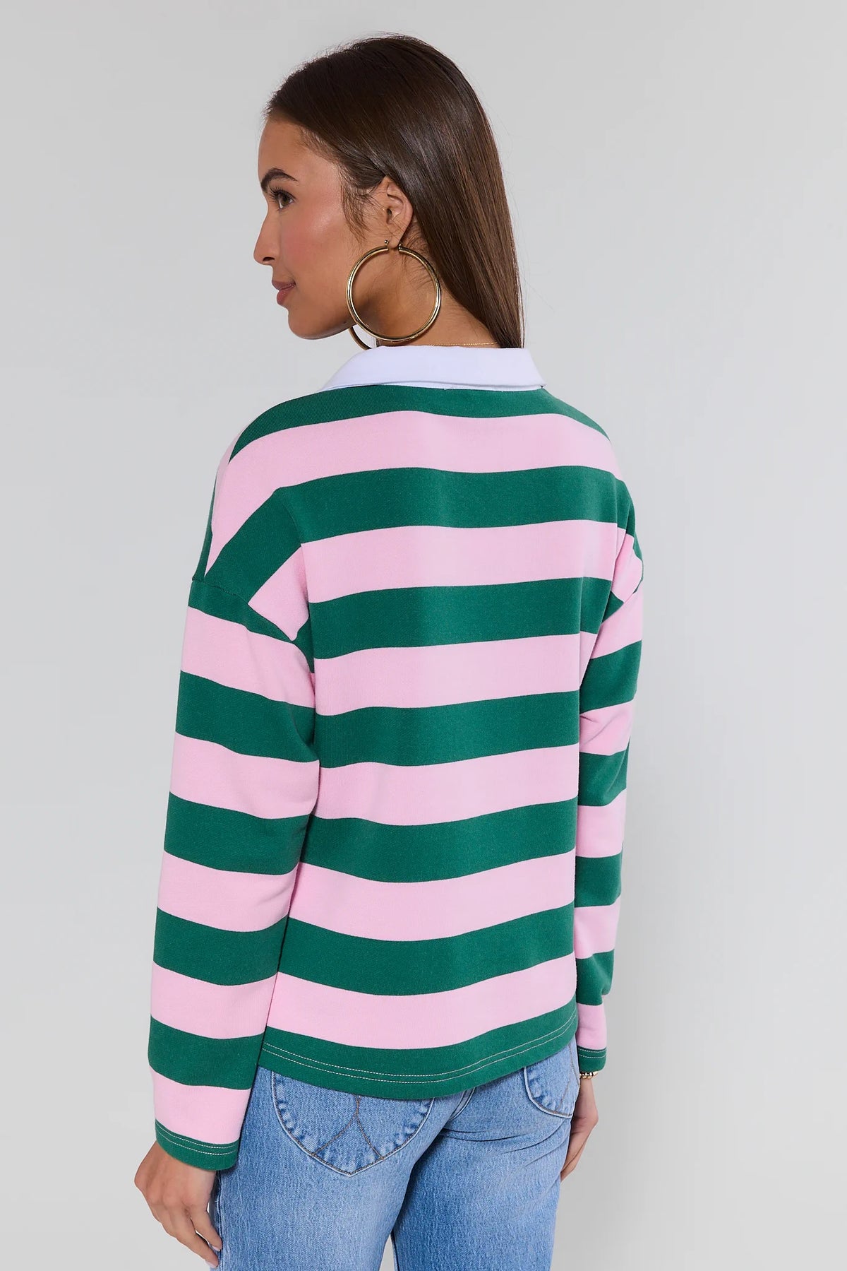 Leighton Pink Striped Polo Top | Avara