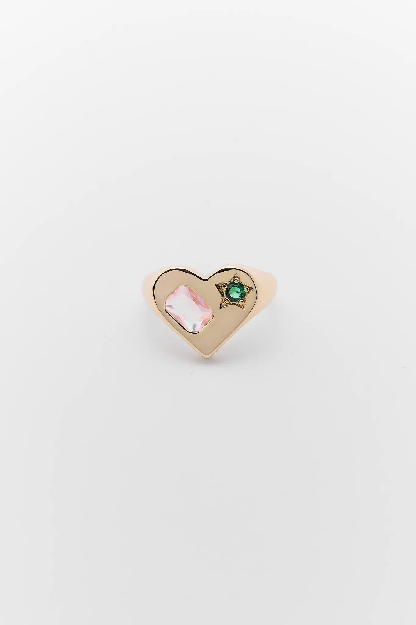 Renee Gold Multi Stone Heart Ring on a white background