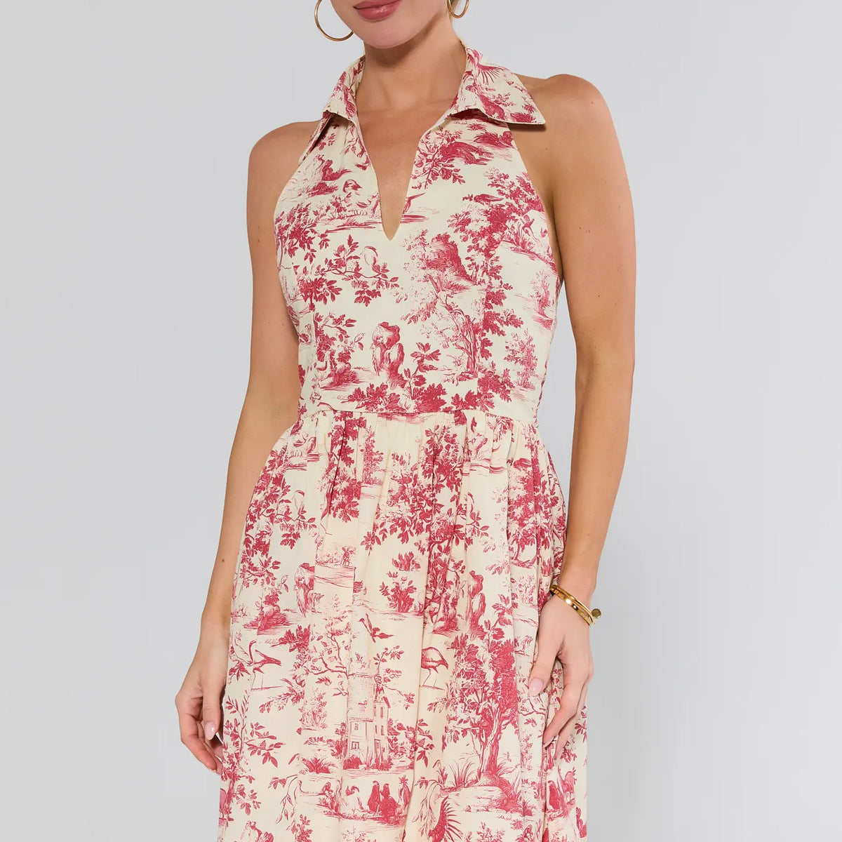 toile midi dress Bailey Red Toile Midi Dress