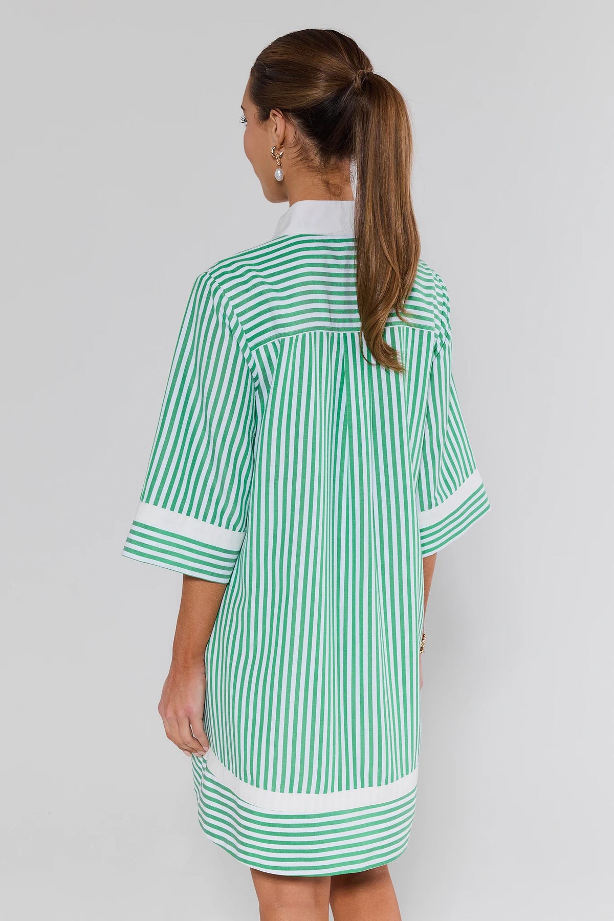 long sleeve striped tunic dress Avec Les Filles Button Front Dress - Blue Stripe