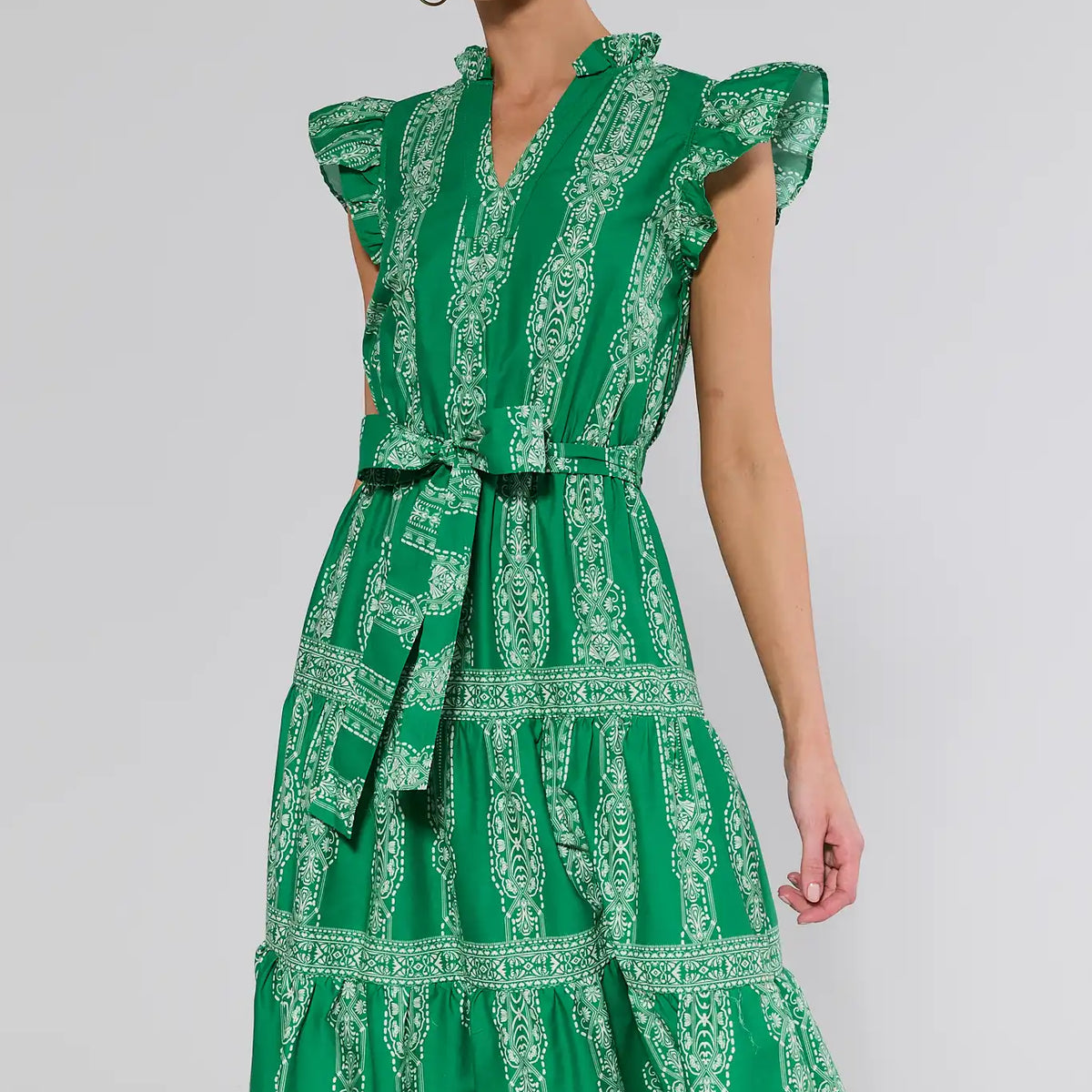 green and white print dress Milly Catarina Printed Poplin Maxi Dress