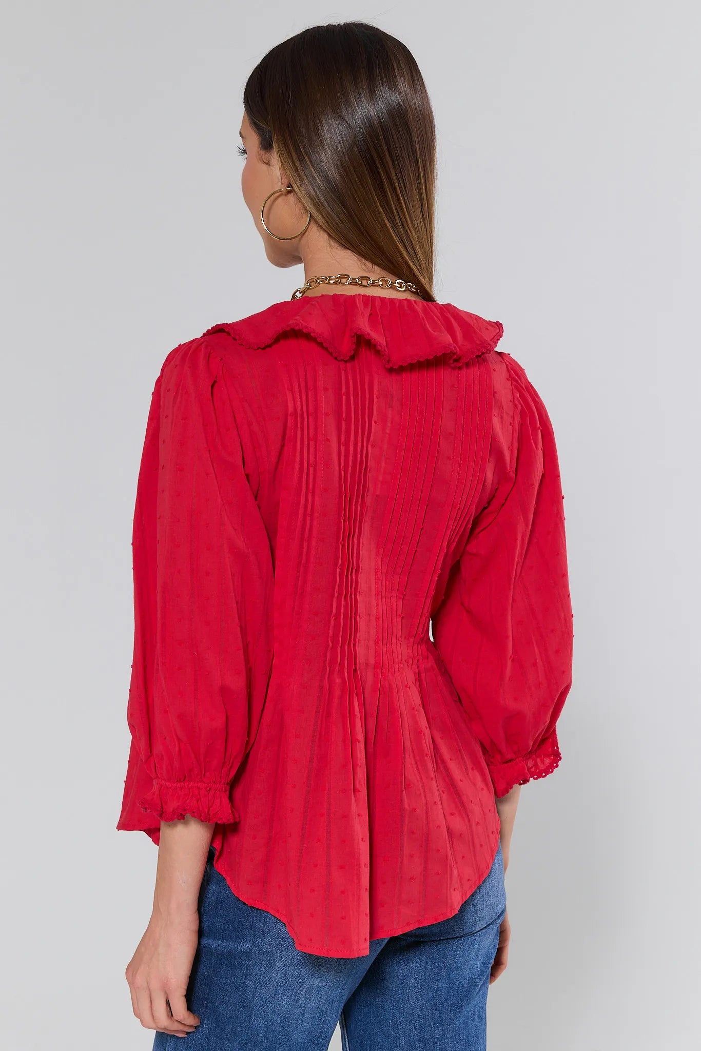 Rosalie Red Ruffle Trim Top