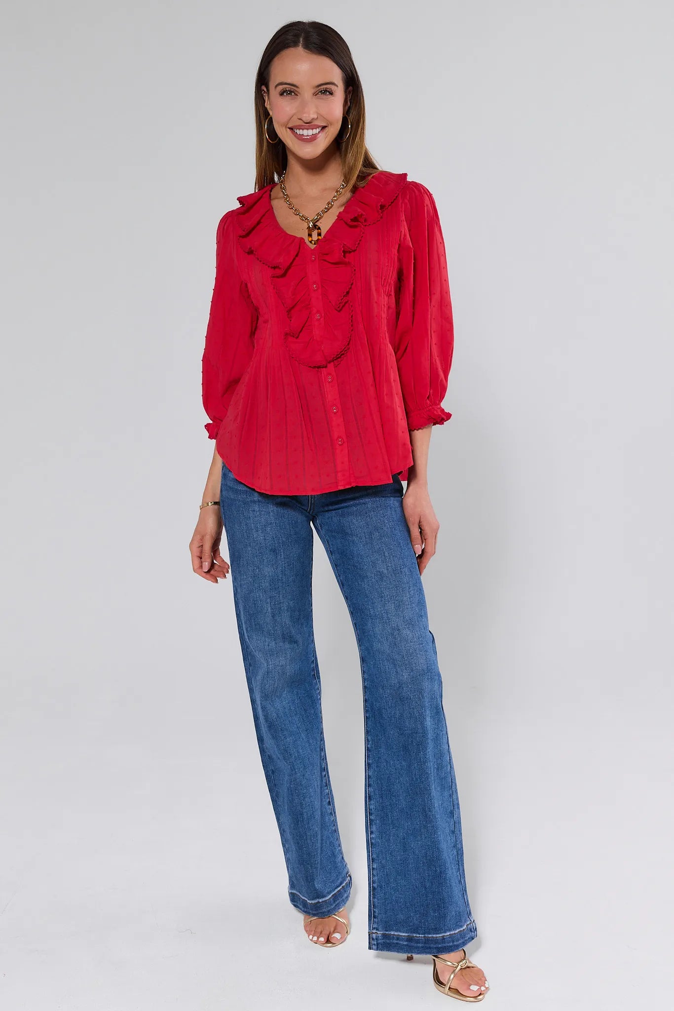 Rosalie Red Ruffle Trim Top