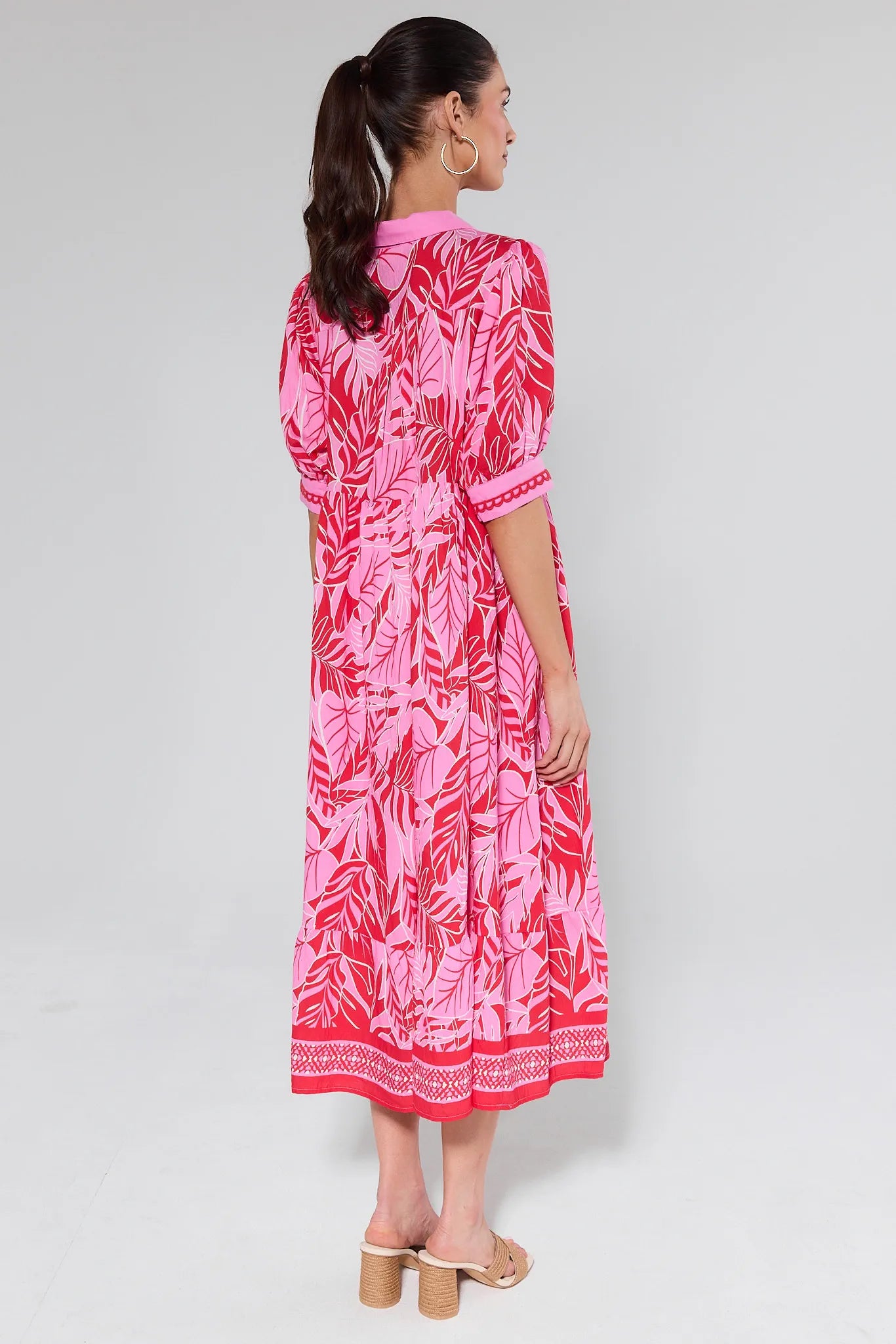 Gale Pink Printed Midi Dress