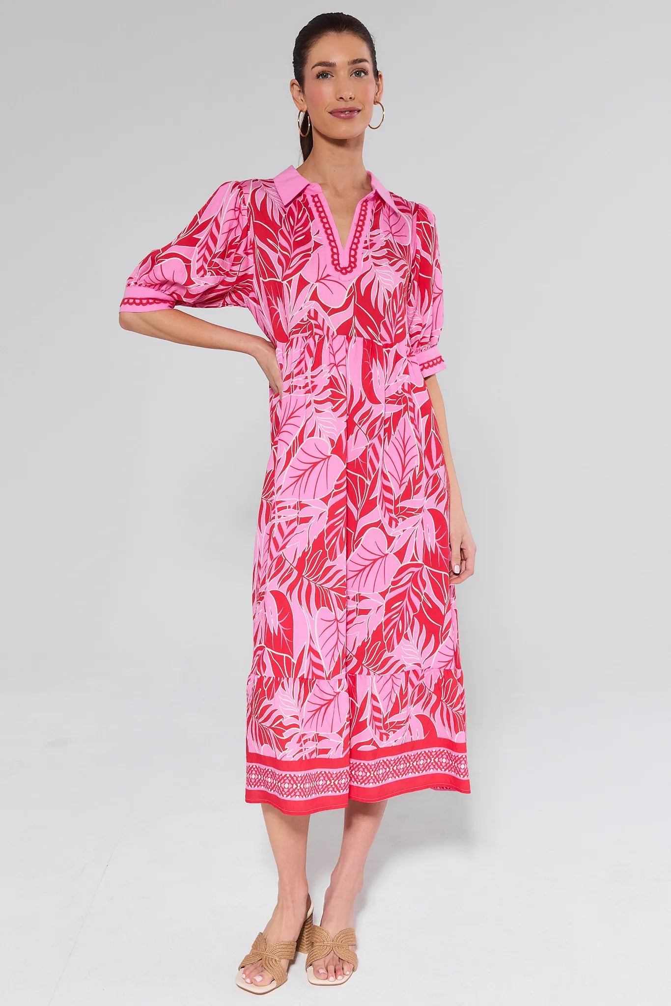 Gale Pink Printed Midi Dress