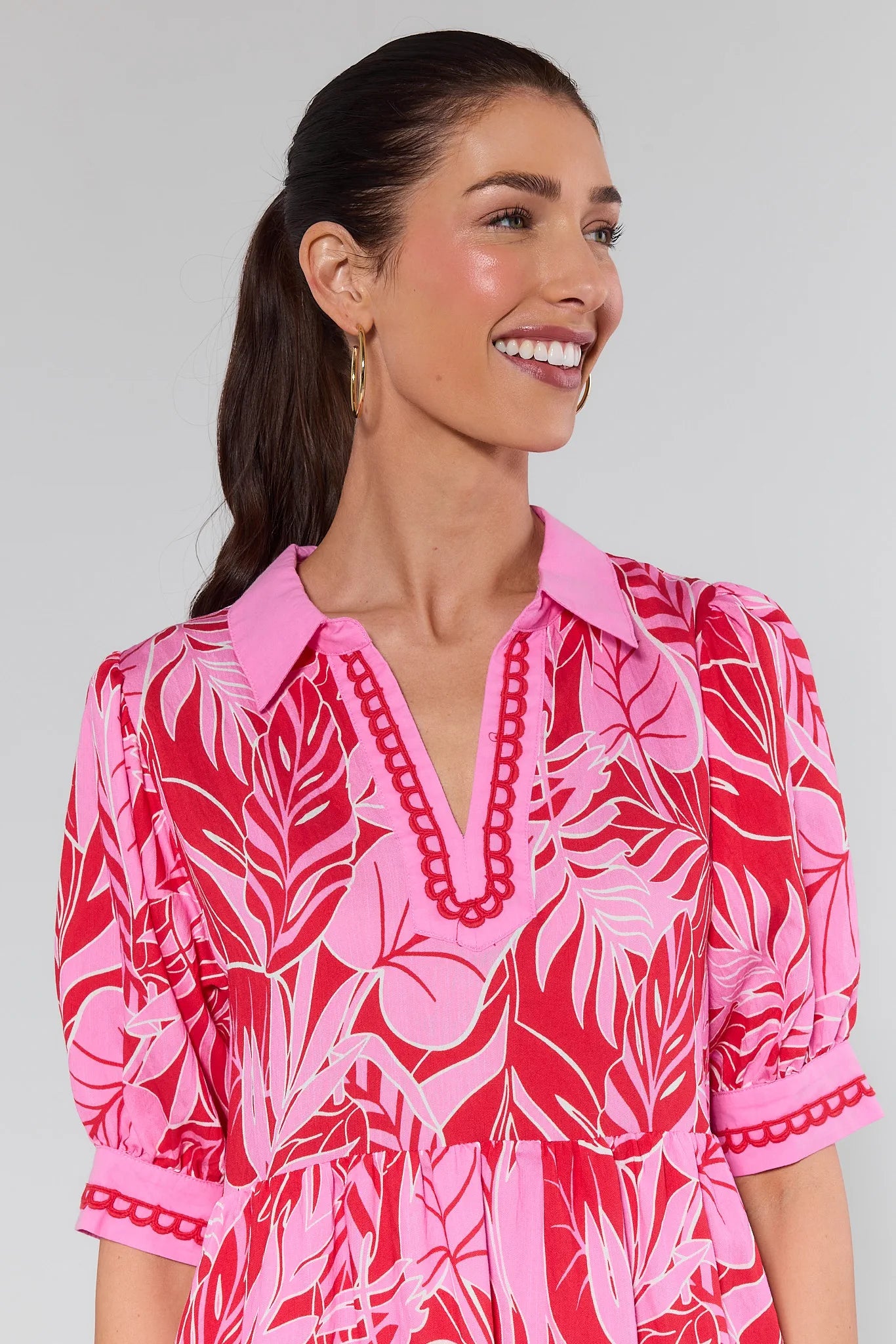 Gale Pink Printed Midi Dress