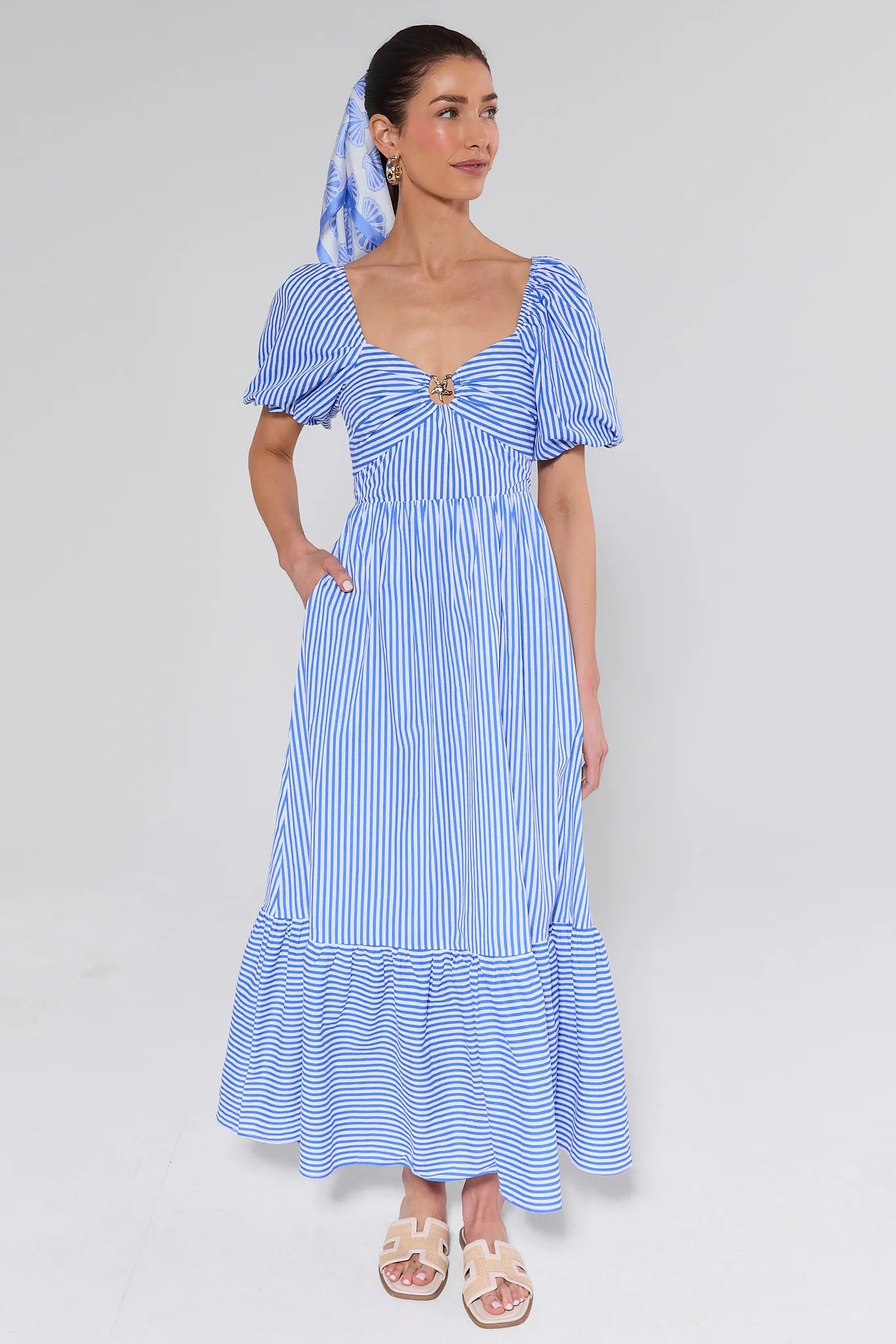 Eloise Blue Striped Maxi Dress