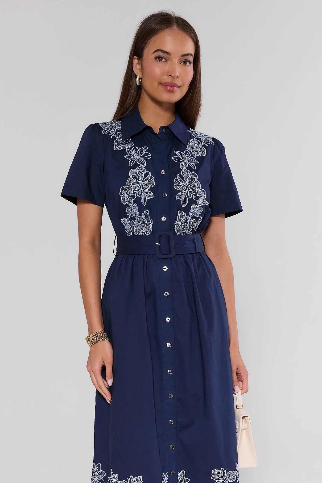 Ophelia Navy Embroidered Midi Dress | Women's Clothing | Avara Ophelia Navy Embroidered Midi Dress | Women's Clothing | Avara