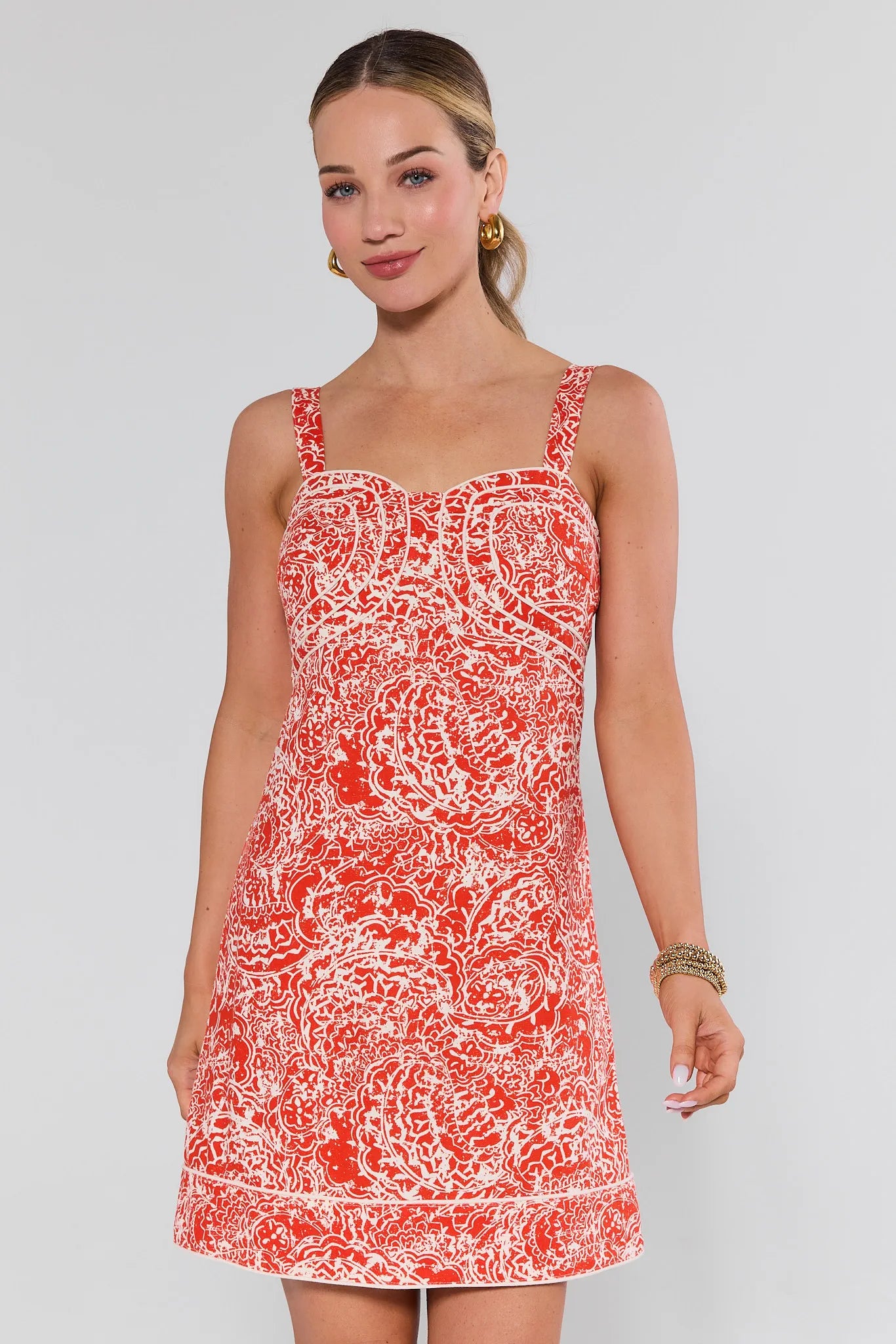 Margaret Red Printed Short Dress