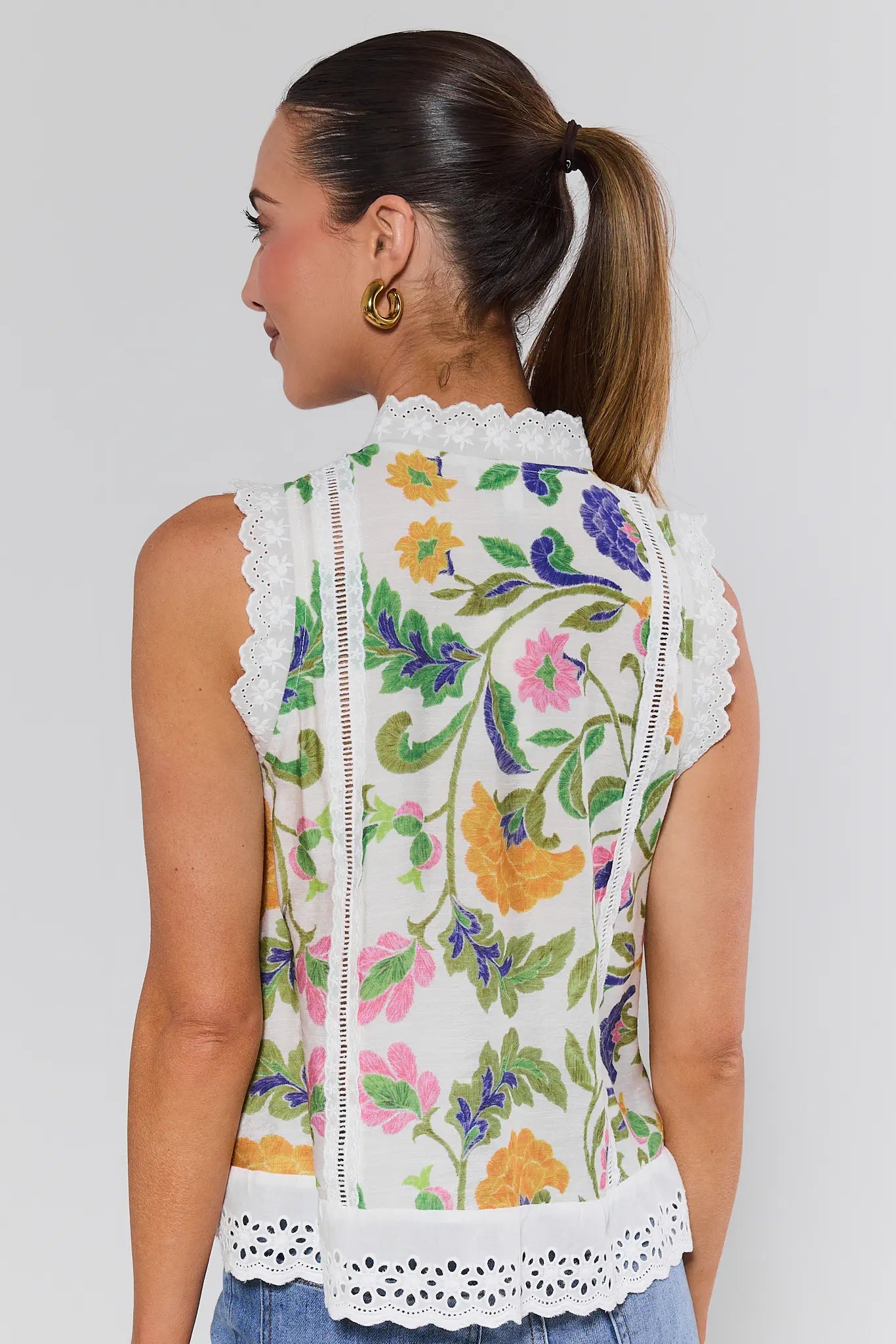 mio＊mame＊Floral Lame Printed Tops Miranda Floral Printed Lace Top | Avara