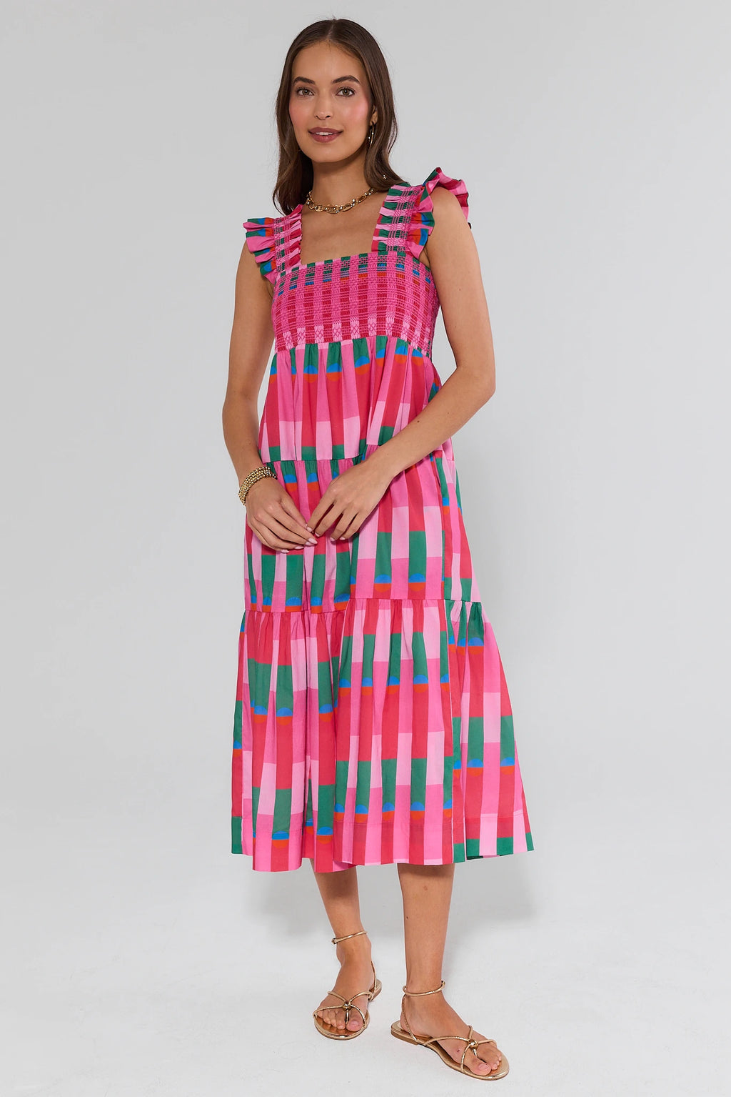 Avery Pink Printed Midi Dress