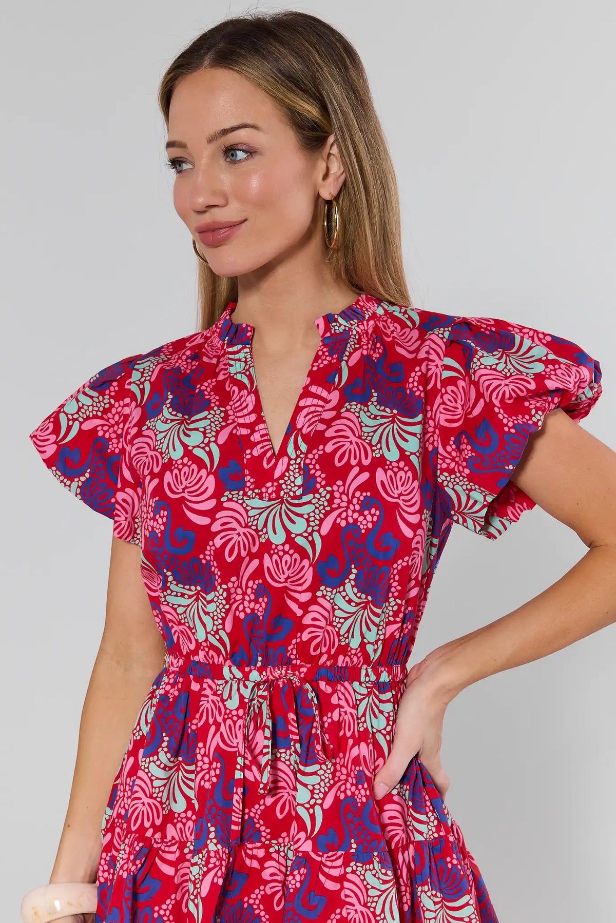 Charley Red Printed Short Dress