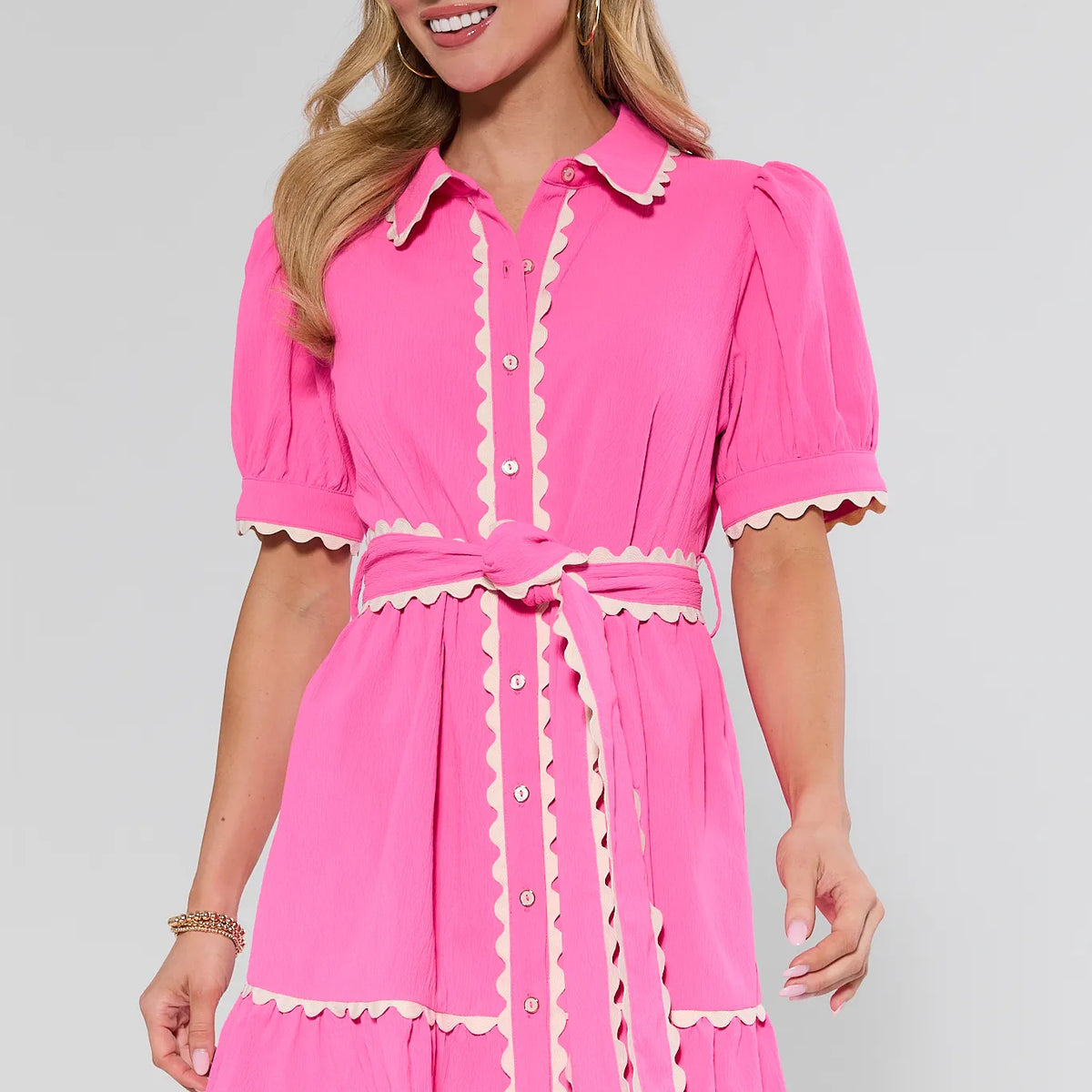 pink dress for women short Tate Pink Belted Short Dress