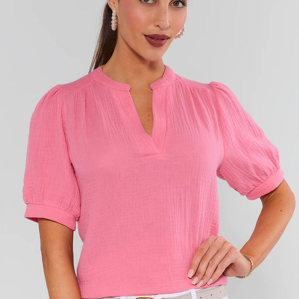 Tammy Coral Gauze Top | Avara