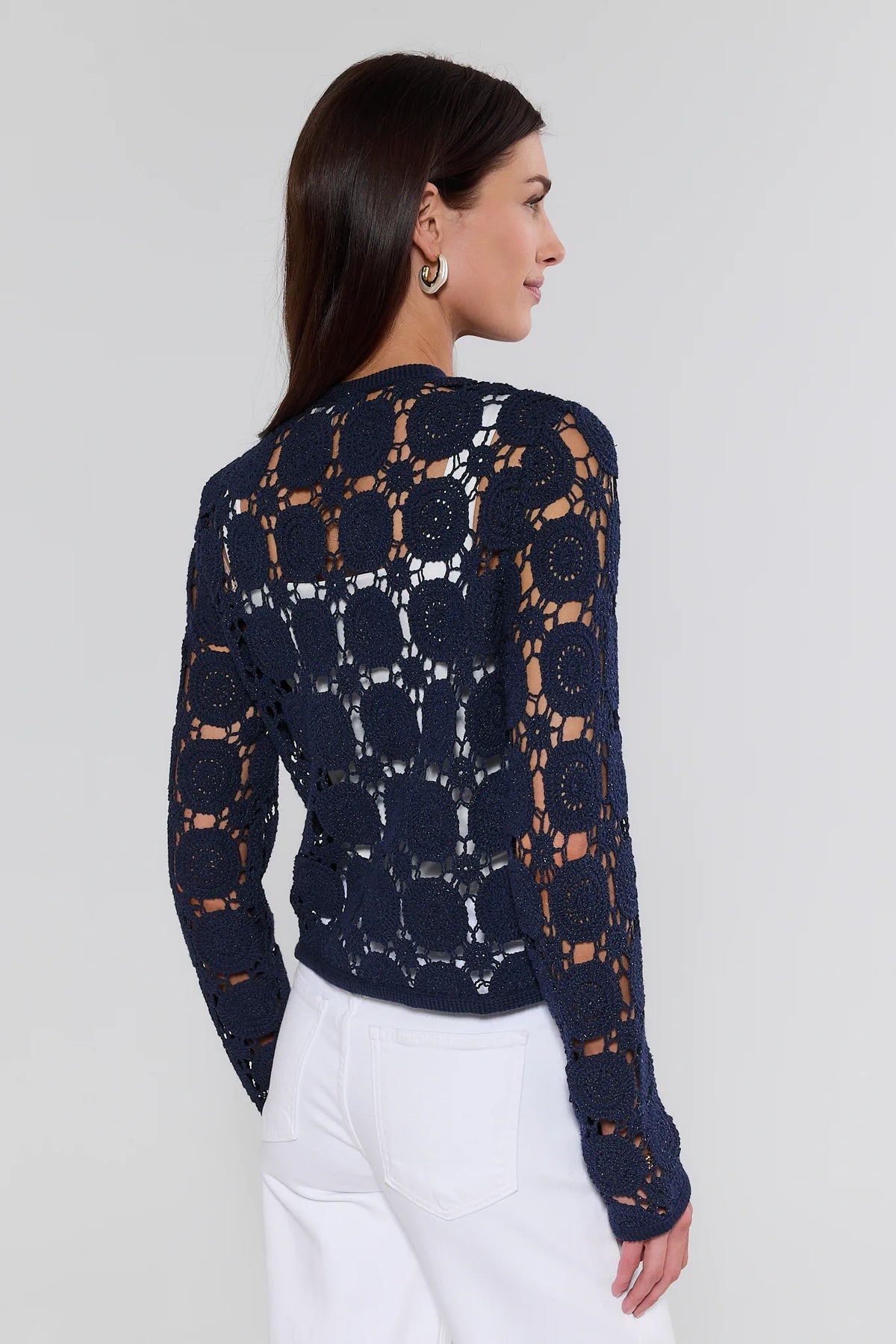 KAIKO 青 カーディガン　CROCHET BLOUSON KAIKO 青 カーディガン CROCHET BLOUSON KAIKO 青 カーディガン