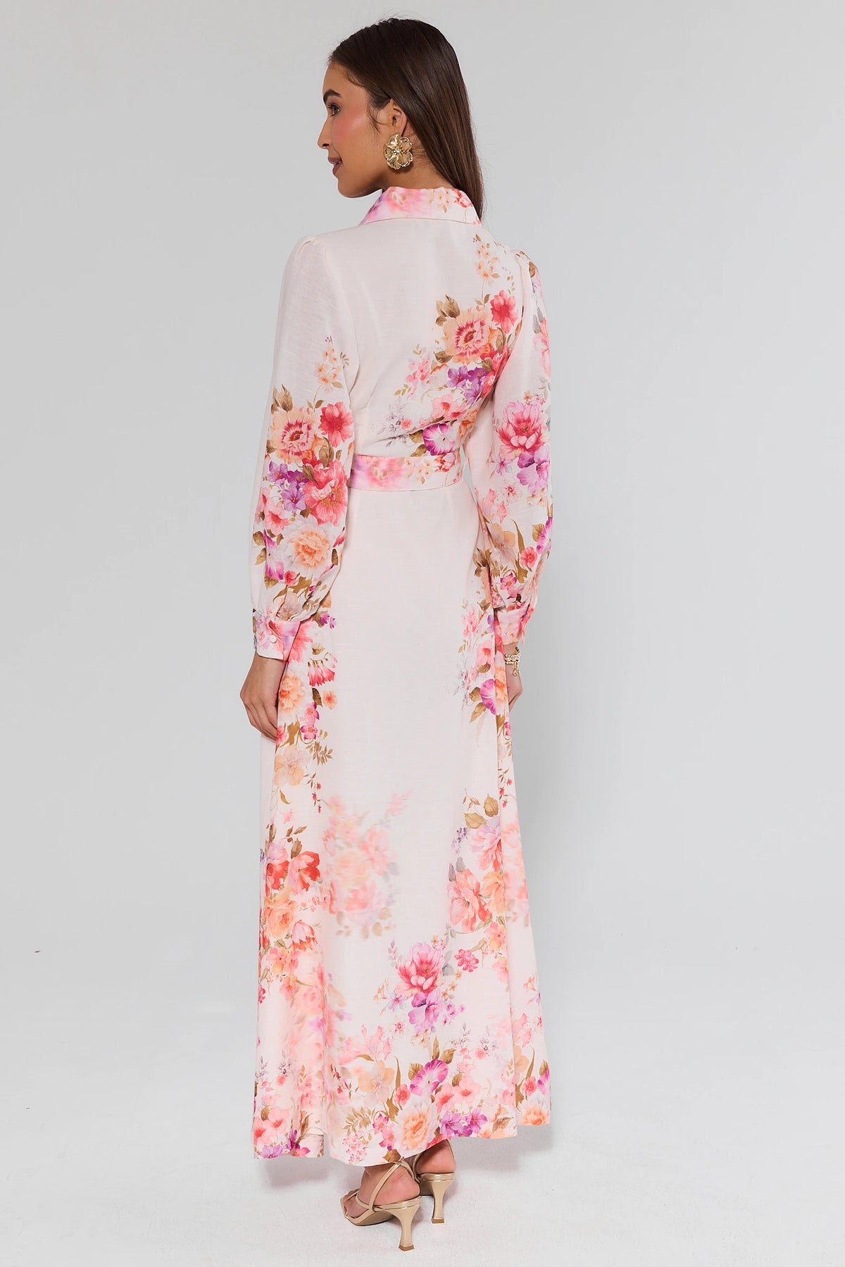 long white floral dress Sleeve Embellished Maxi Just add strappy heels blue and white floral long
