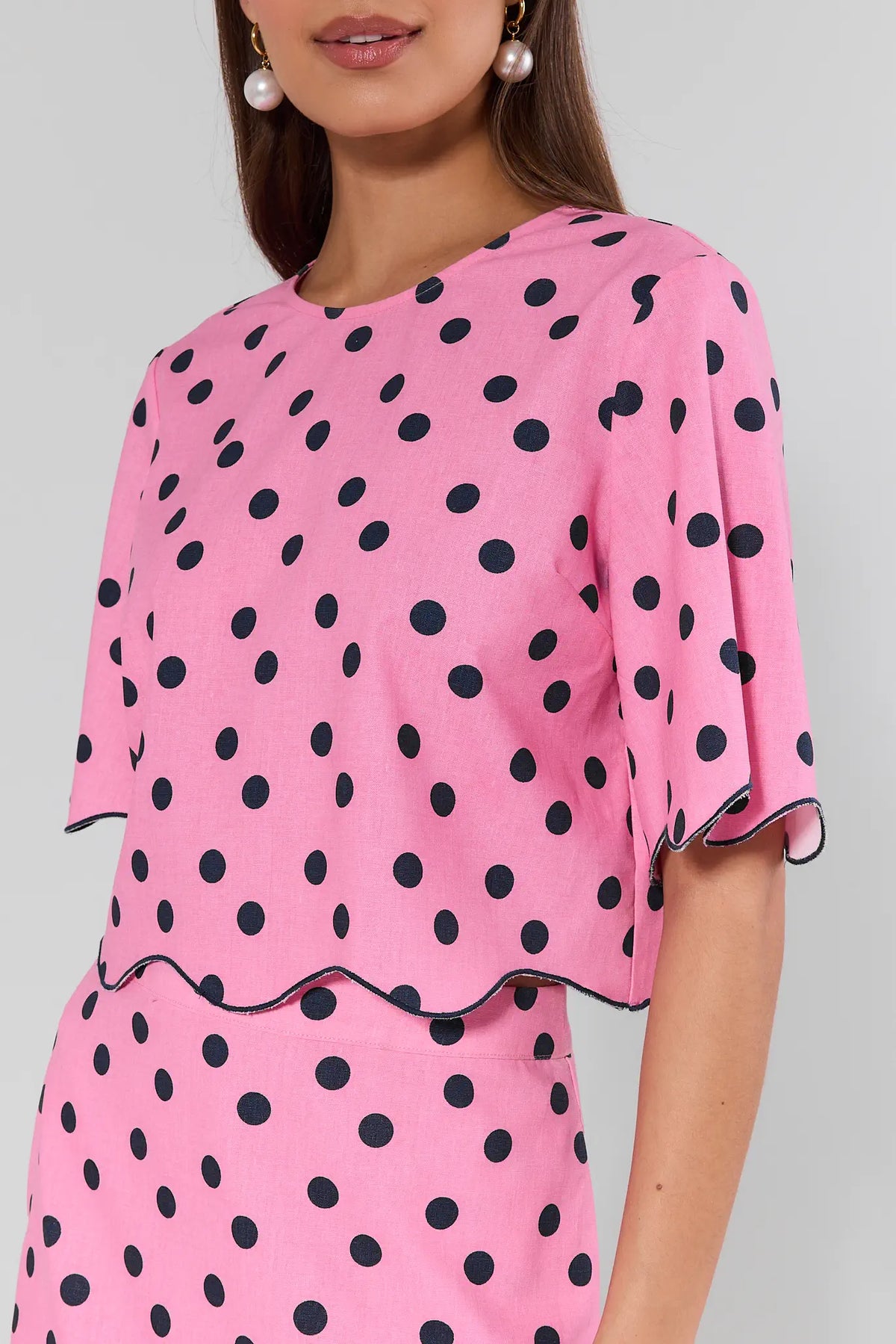 Maryl Pink Polka Dot Top
