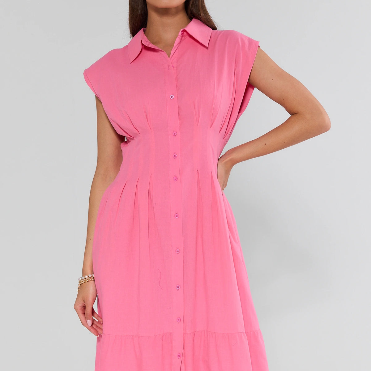 Liv Pink Button Up Maxi Dress