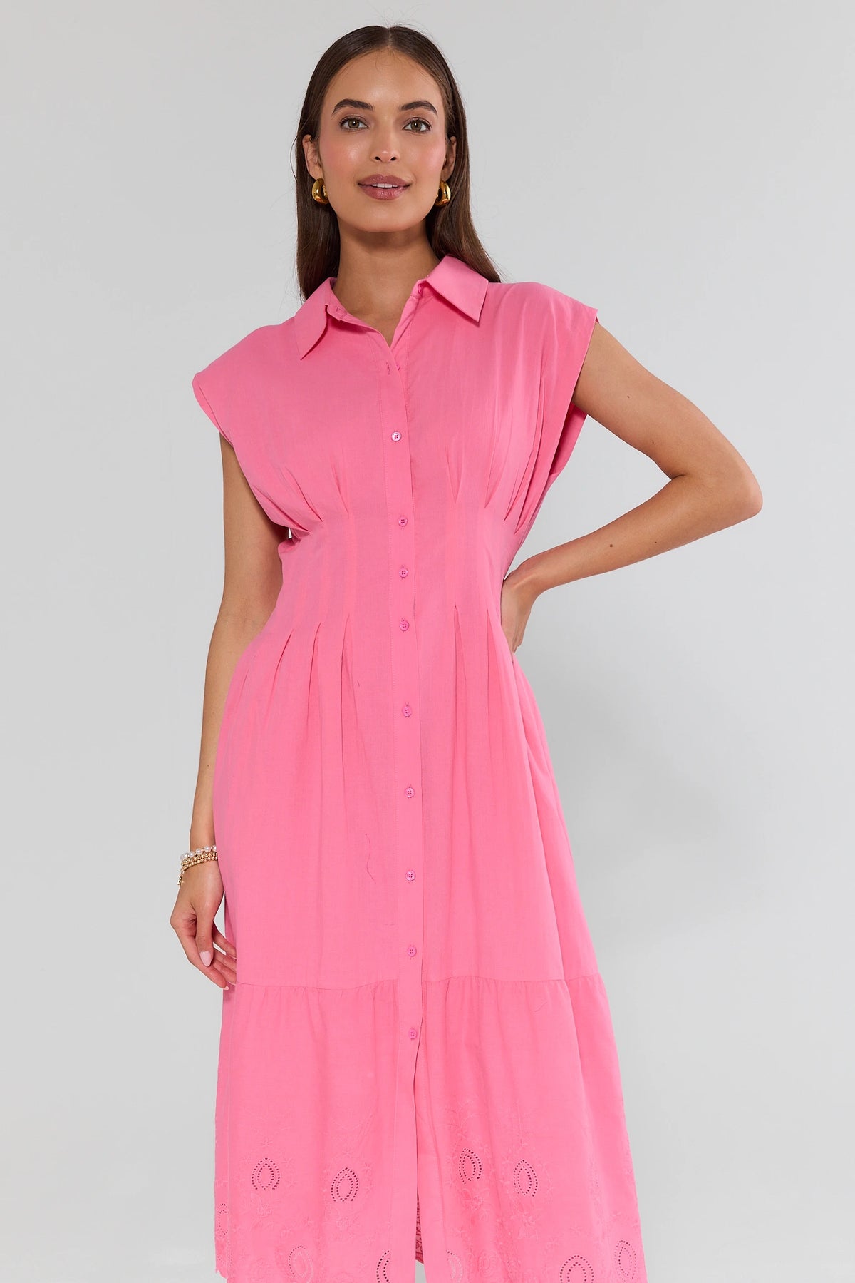 Liv Pink Button Up Maxi Dress
