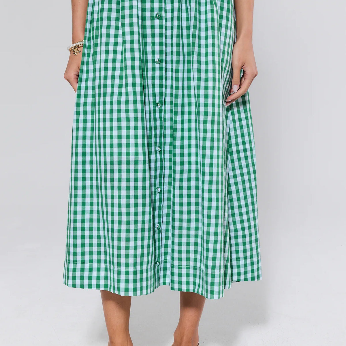 Ivy Green Gingham Midi Skirt