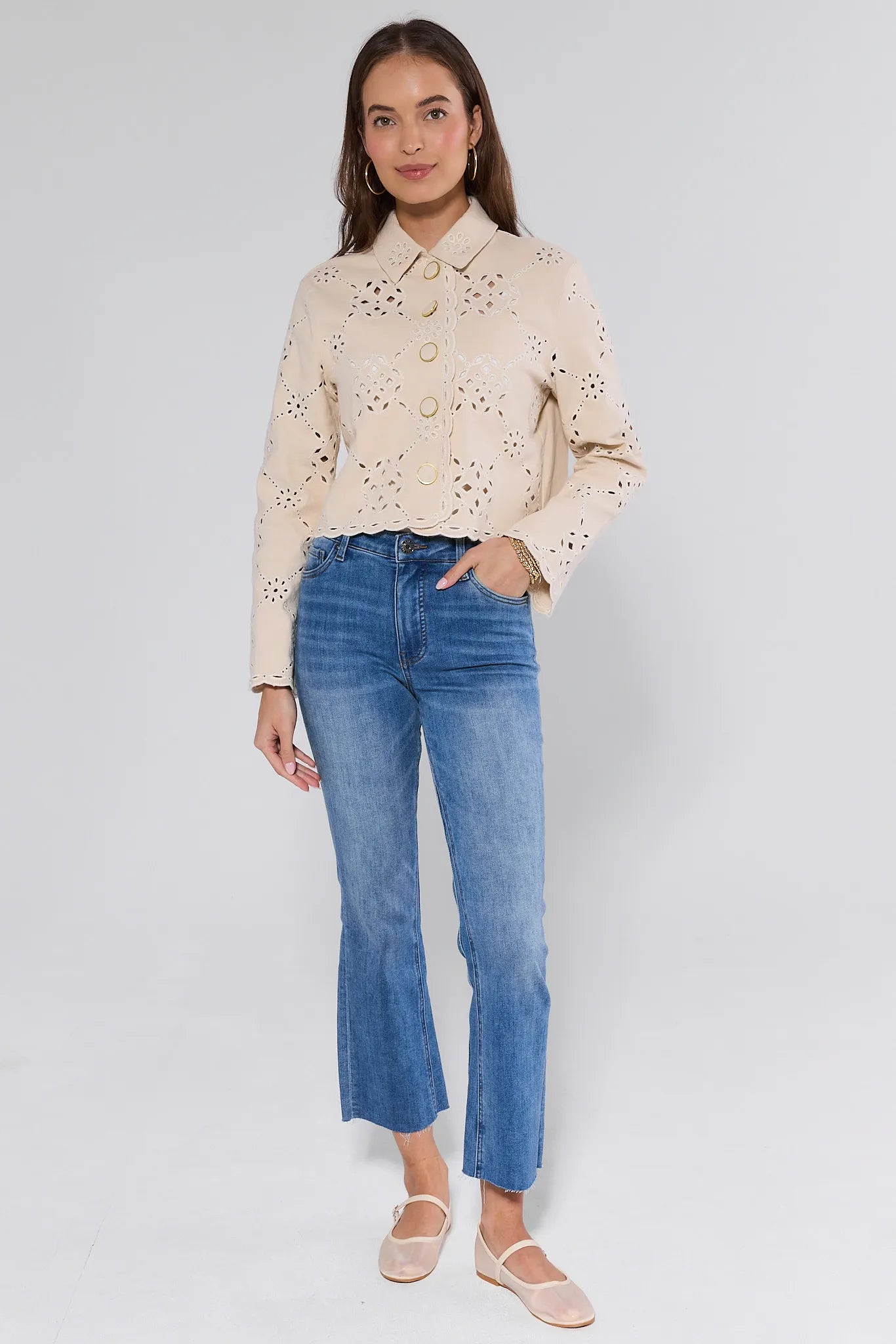 Gina Beige Eyelet Jacket