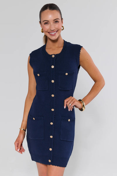 Anne Navy Knit Mini Dress | Women's Clothing | Avara