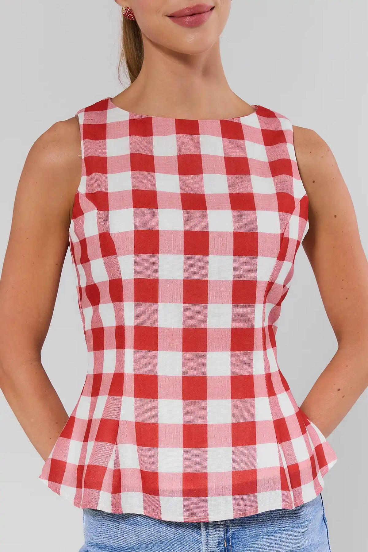 Women's Red Gingham Top | Avara | Avara