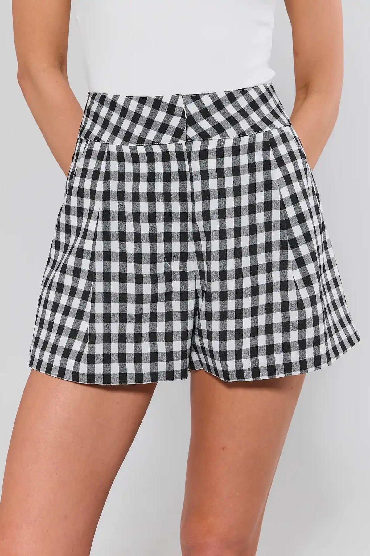 Saylor Black Gingham Tailored Shorts | Women's Clothing