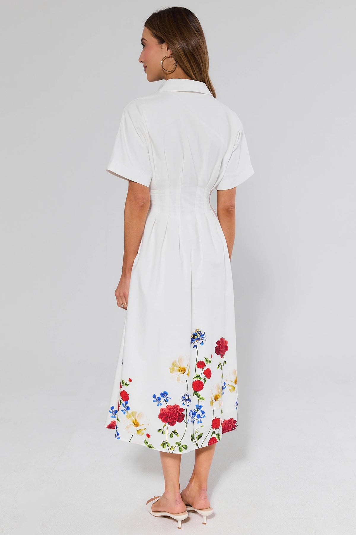 Poppy White Floral Trim Midi Dress