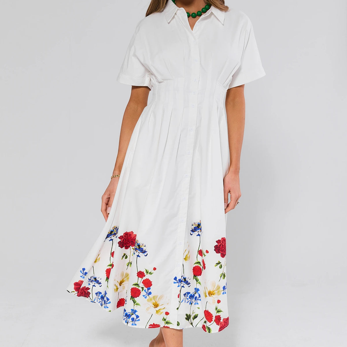 poppy dress Poppy White Floral Trim Midi Dress | Women's Clothing
