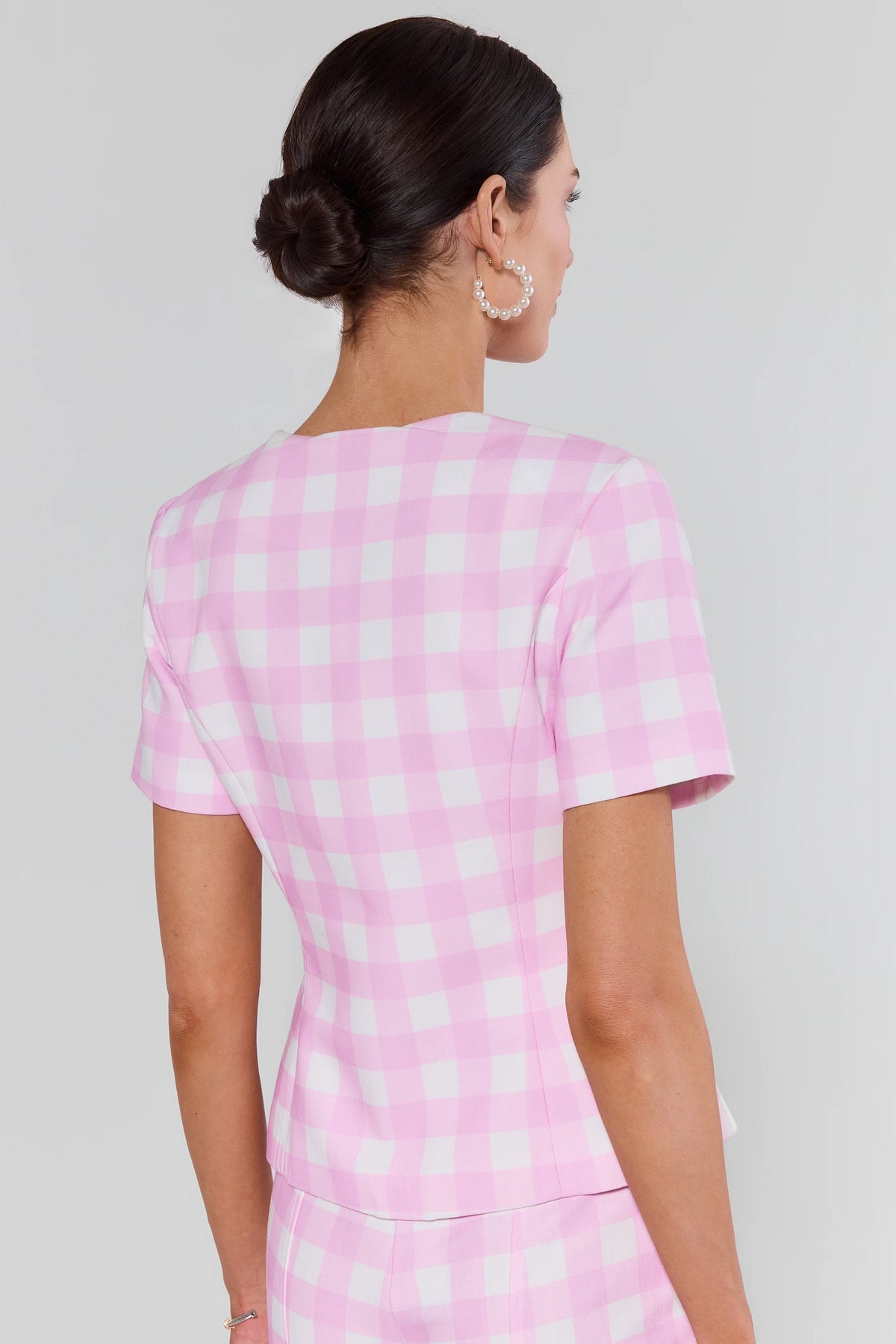 Pink Gingham Tailored Top for Women | Avara | Avara