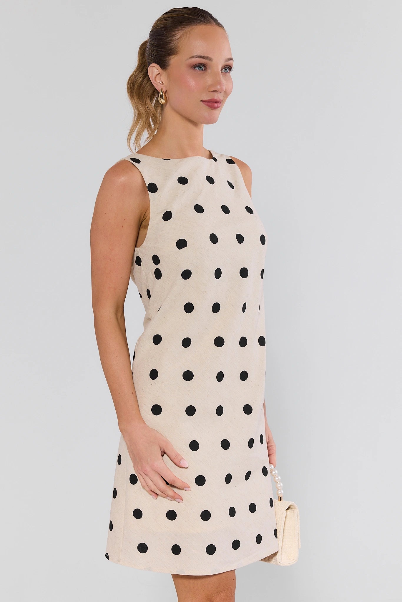 Lacey Cream Polka Dot Short Dress | Women's Clothing