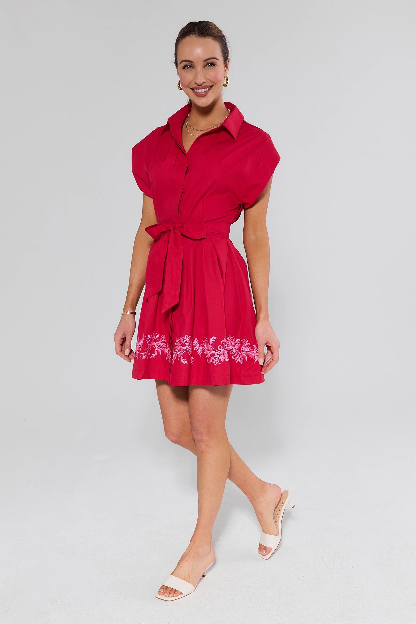 open lace back dress Red Rose Floral Babydoll Mini Dress main image 1