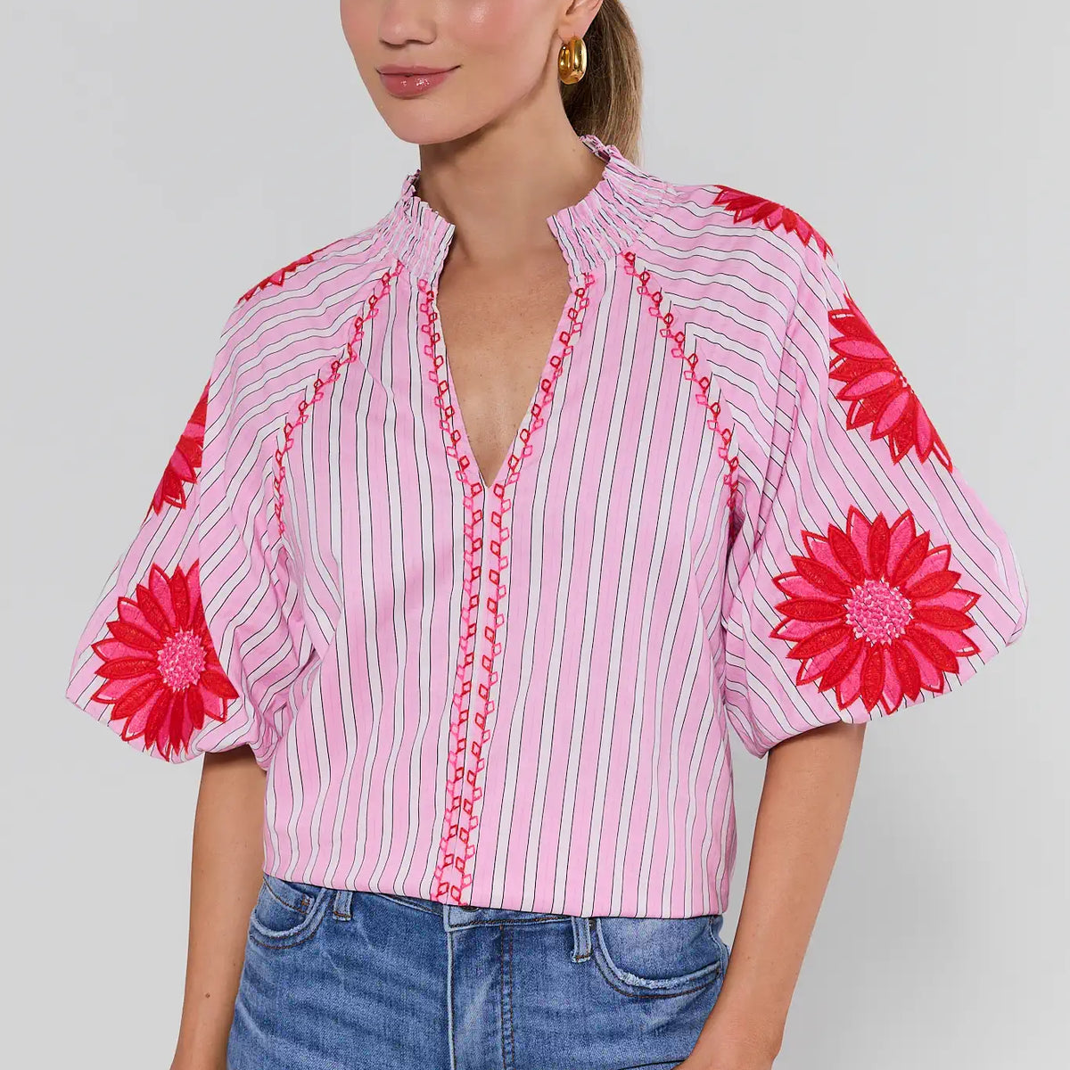 Krista Pink Striped Top by THML | Avara