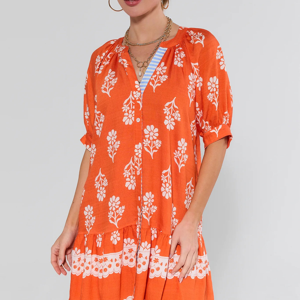 Sophie Orange Floral Short Dress by THML