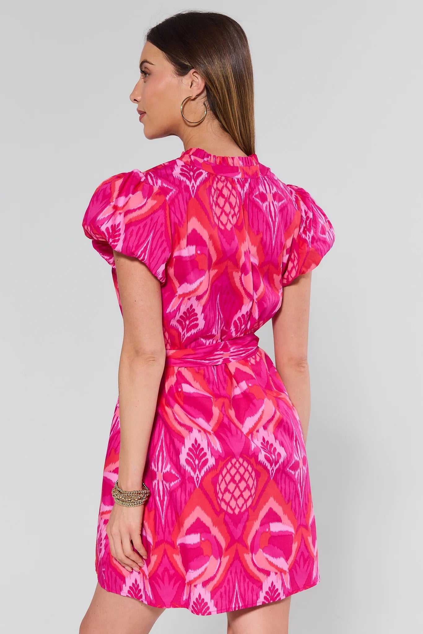 Elena Pink Printed Short Dress