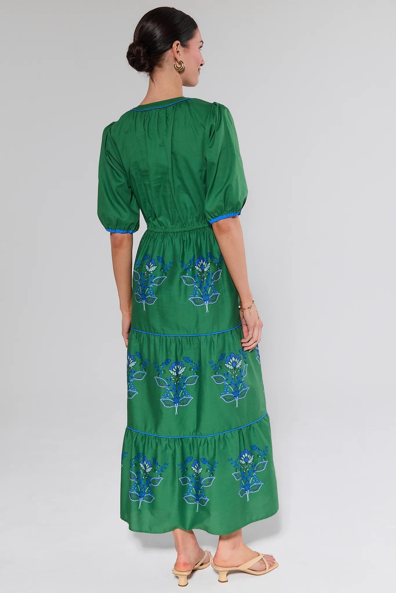 Jade Green Block Print Maxi Dress