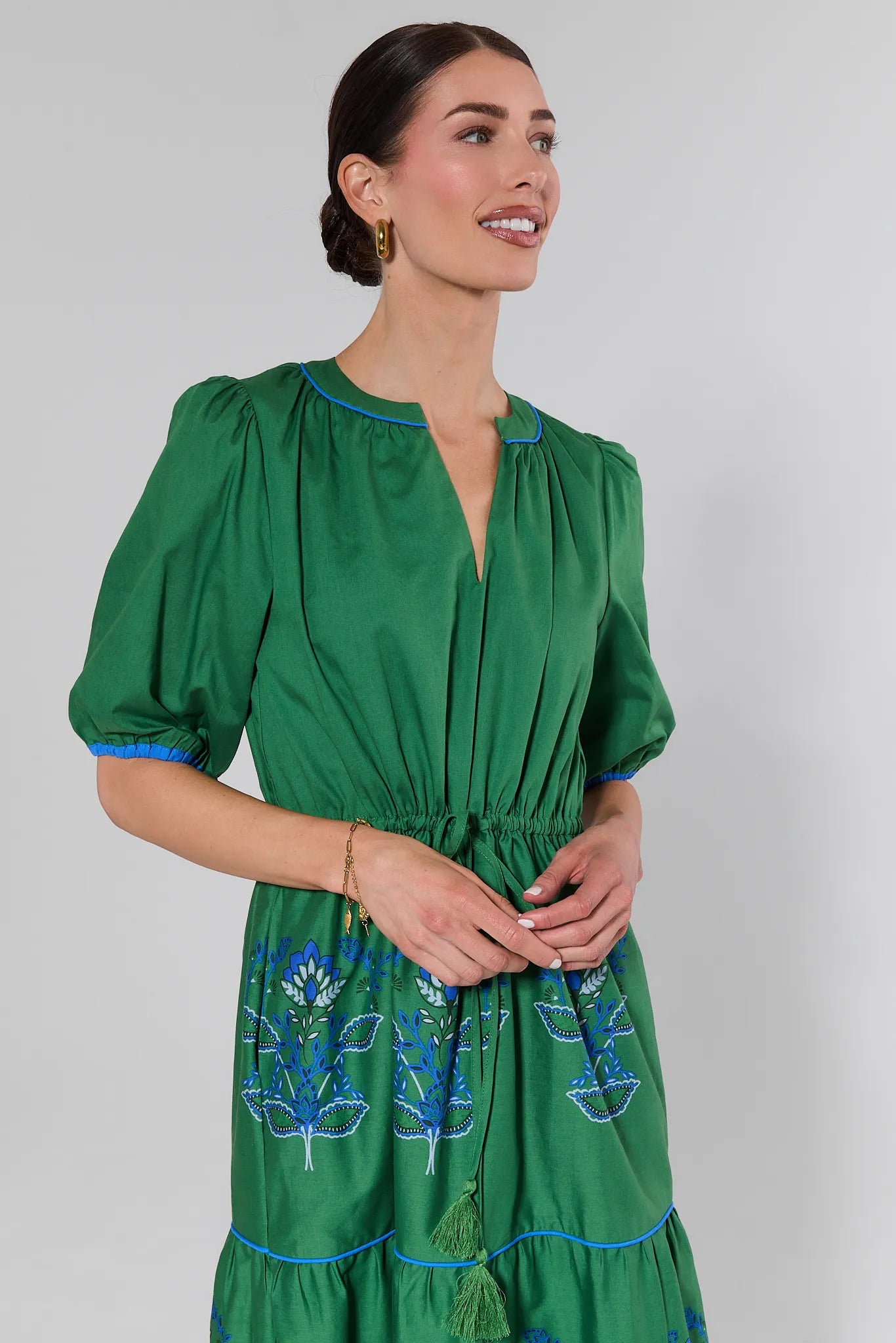 Jade Green Block Print Maxi Dress