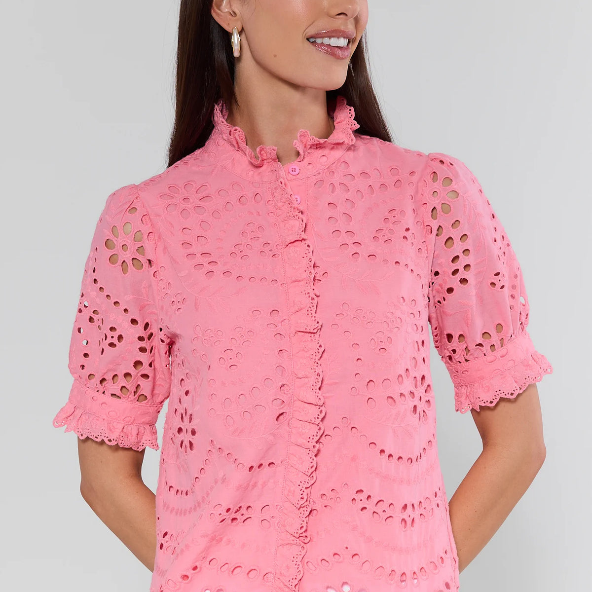 JILTU petit frill blouse (pink) 1サイズ Sophia Ruffle Trim Blouse and Shorts Set | MANITO