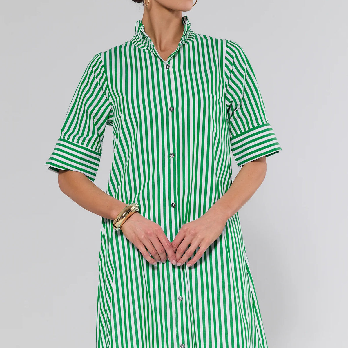 Juniper Green Striped Midi Dress | Women's Clothing | Avara